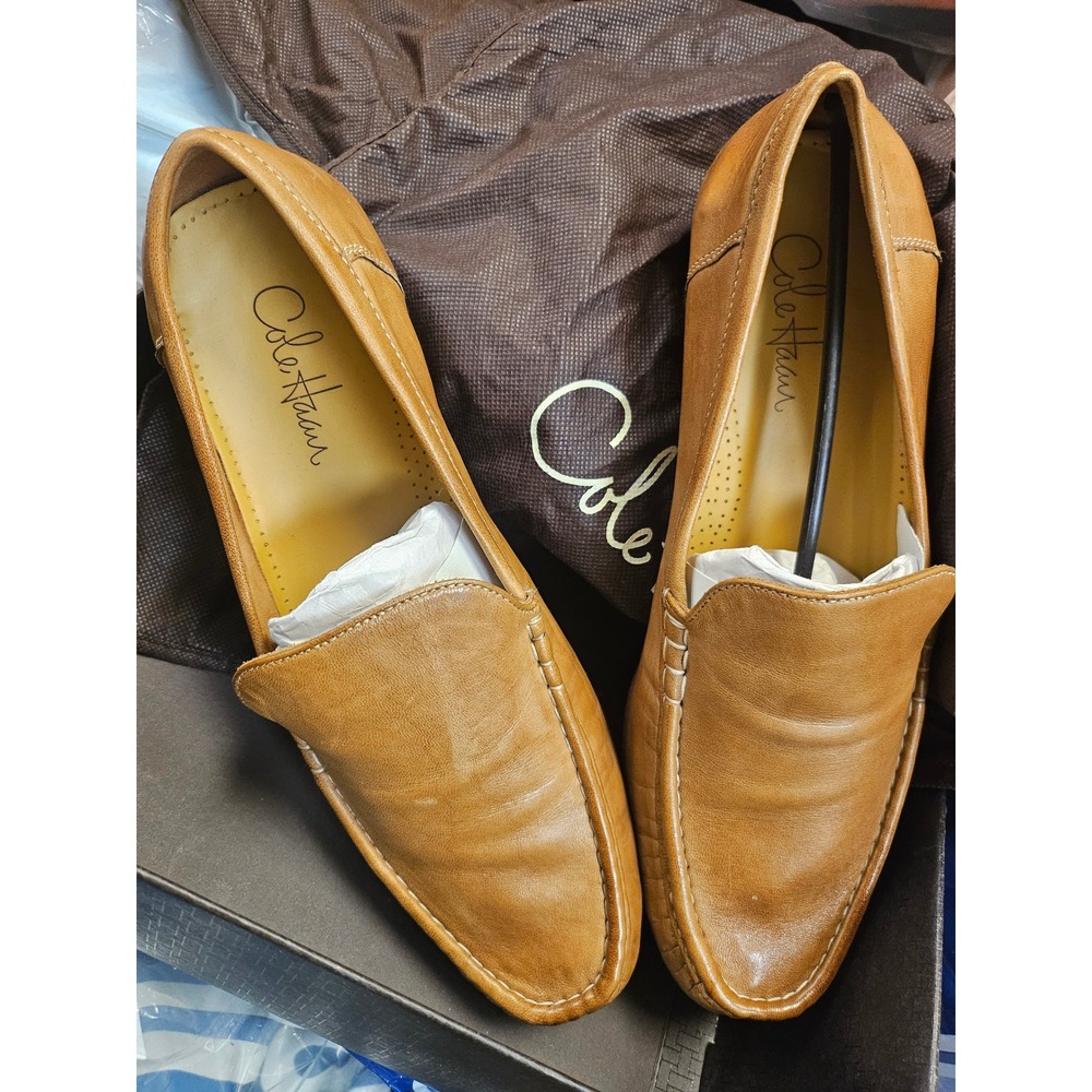 Cole Haan Mens C08133 Tan Leather Loafers Driving Mocs Size 12M